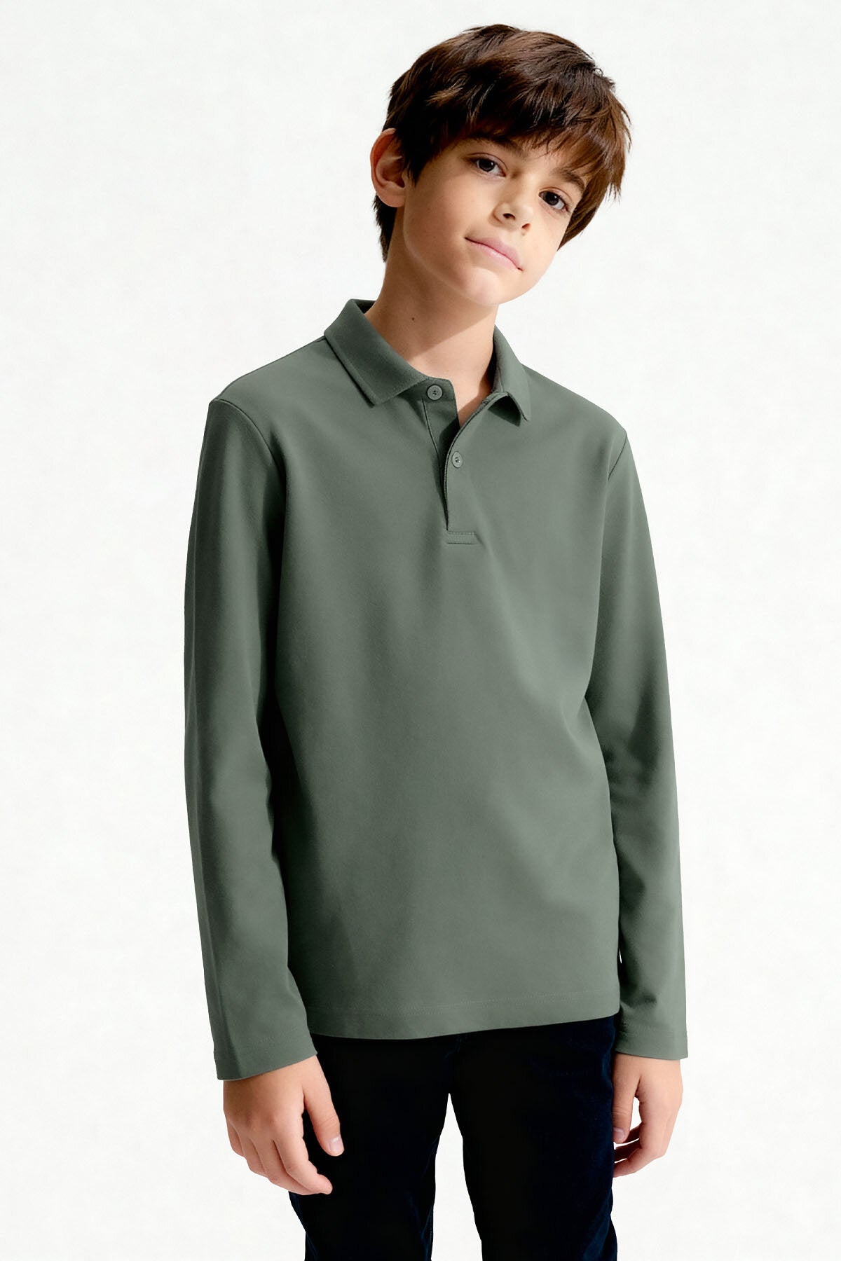 Basic Polo Yaka 3'lü Paket Siyah-Beyaz-Çağla Unisex Çocuk T-Shirt - 11170