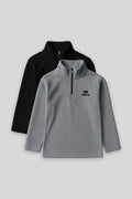 Standart Fit 2'li Paket Siyah-Gri Melanj Erkek Çocuk Polar Sweatshirt - 11221