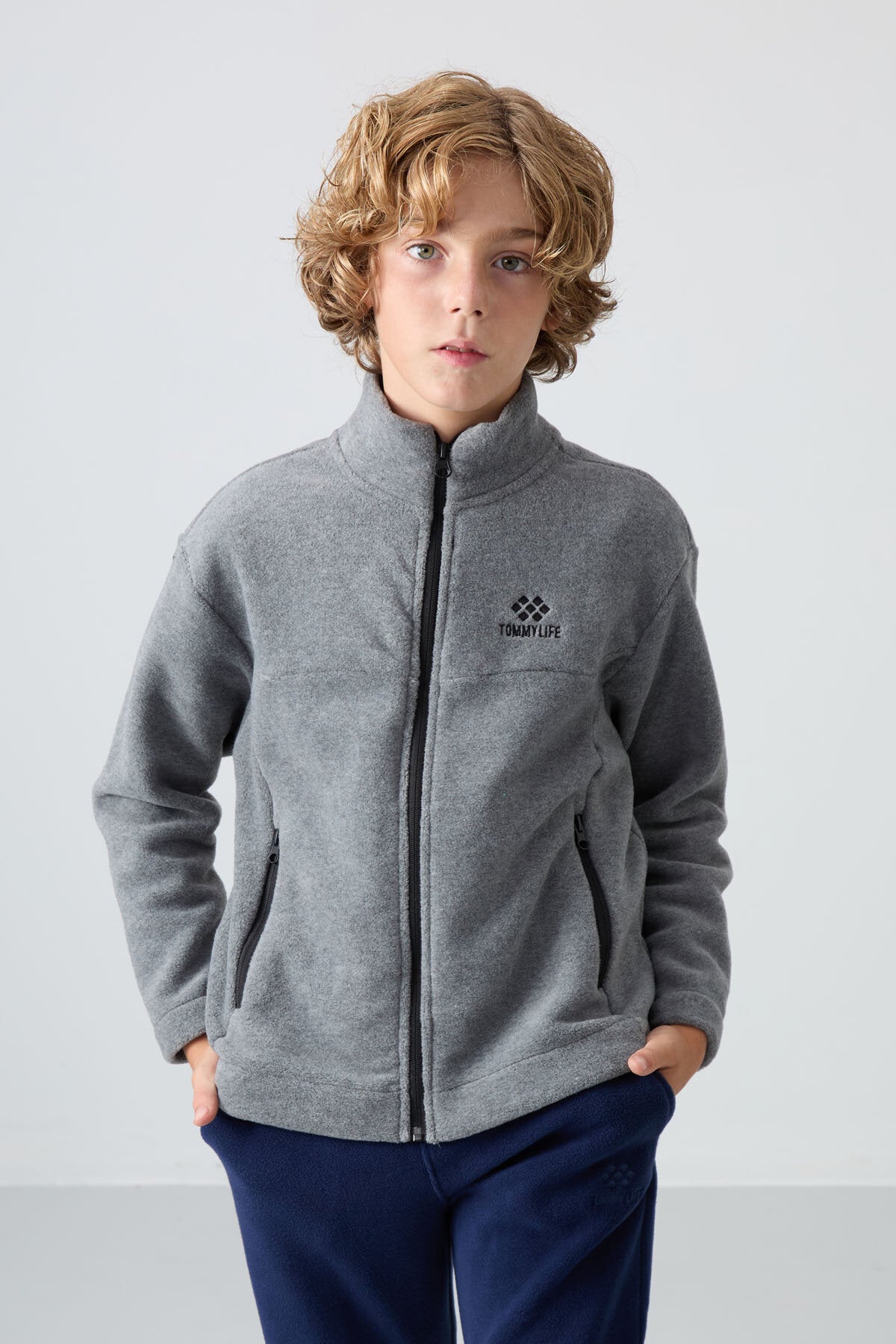 Standart Fit 2'li Paket Siyah-Gri Melanj Erkek Çocuk Polar Sweatshirt - 11223