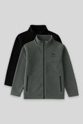 Standart Fit 2'li Paket Siyah-Haki Erkek Çocuk Polar Sweatshirt - 11223