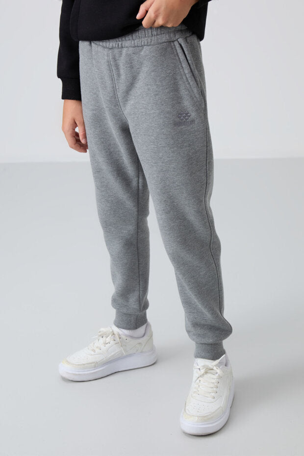 Standart Fit Basic 2'li Paket Siyah-Gri Melanj Erkek Çocuk Eşofman Alt - 11224