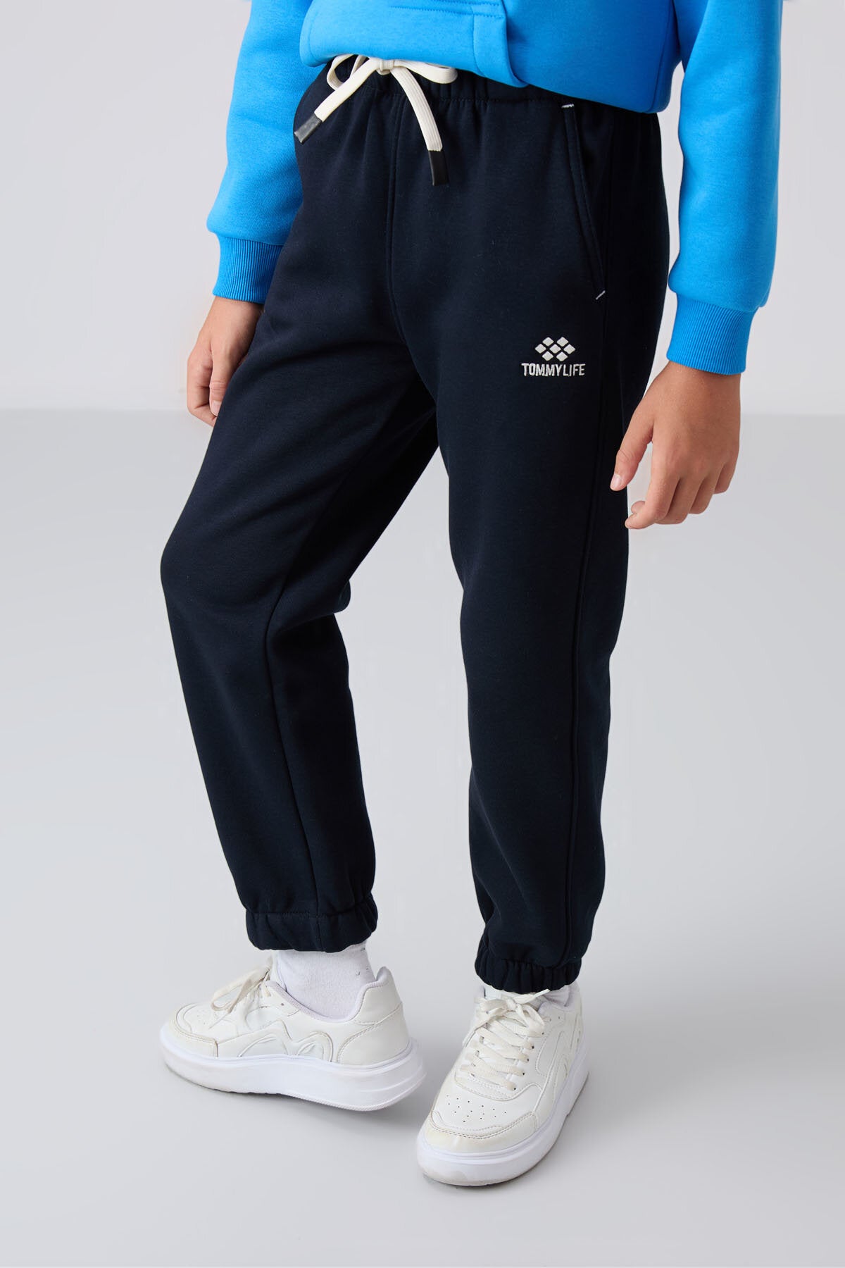 Standart Fit Basic 2'li Paket Lacivert-Gri Melanj Erkek Çocuk Eşofman Alt - 11225