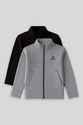 Standart Fit 2'li Paket Siyah-Gri Melanj Erkek Çocuk Sweatshirt - 11245