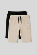 Standard Fit Basic Performance 2-Pack Black-Beige Boys' Shorts - 11303