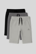 Standard Fit Basic Performance 3-Pack Black-Dark Gray-Stone Boys' Shorts - 11303