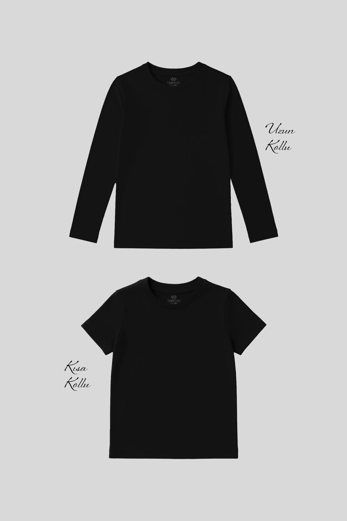 Standart Fit Basic O Yaka 2'li Paket Siyah Unisex Çocuk T-Shirt