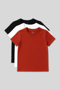 Standard Fit Basic O Collar 3-Pack Black-White-Fiesta Unisex Kids' T-Shirt - 11328