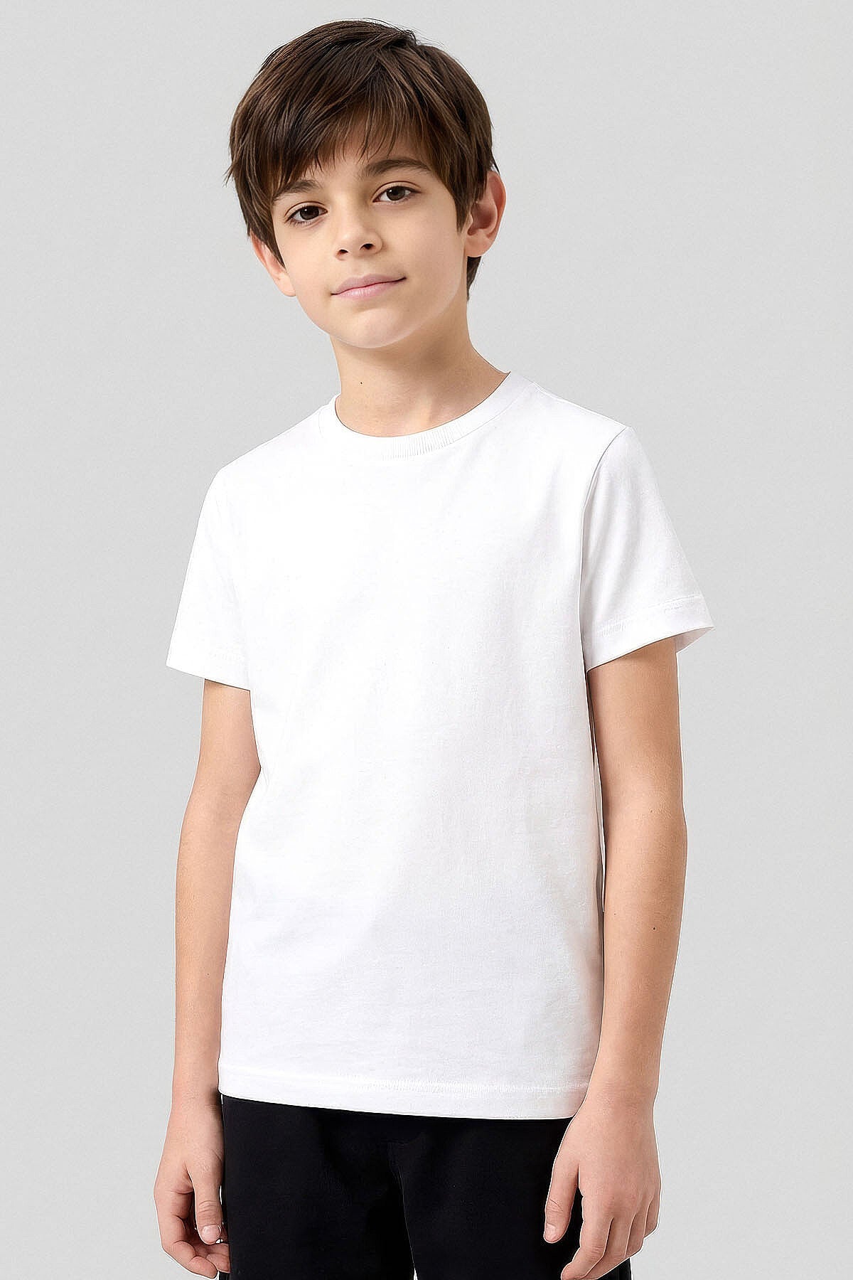 Standart Fit Basic O Yaka 3'lü Paket Siyah-Beyaz-Fiesta Unisex Çocuk T-Shirt - 11328