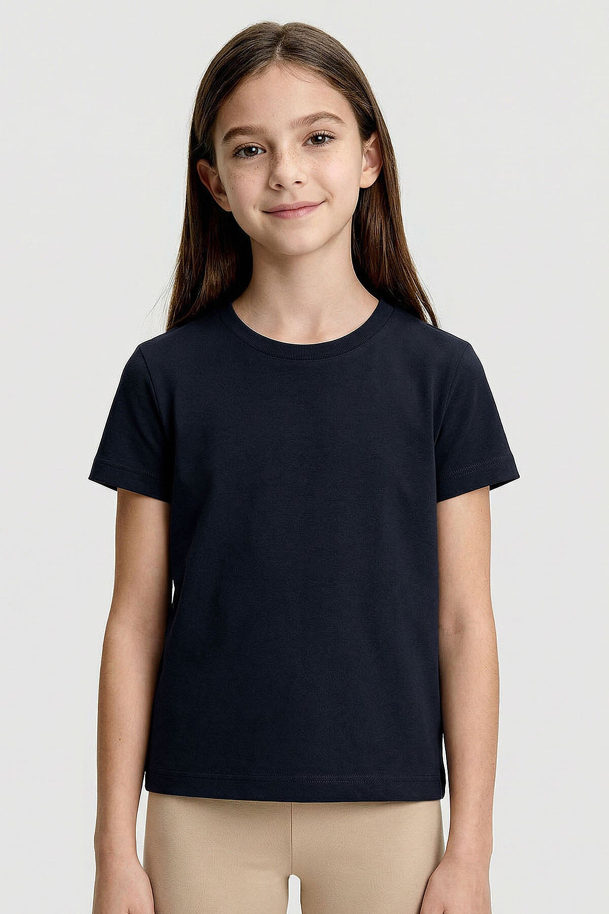 Standart Fit Basic O Yaka 3'lü Paket Siyah-Beyaz-Lacivert Unisex Çocuk T-Shirt - 11328