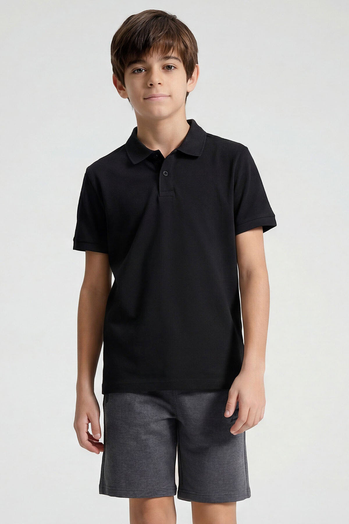 Standart Fit Basic Polo Yaka 3'lü Paket Lacivert-Ekru-Açık Mavi Unisex Çocuk T-Shirt - 11330