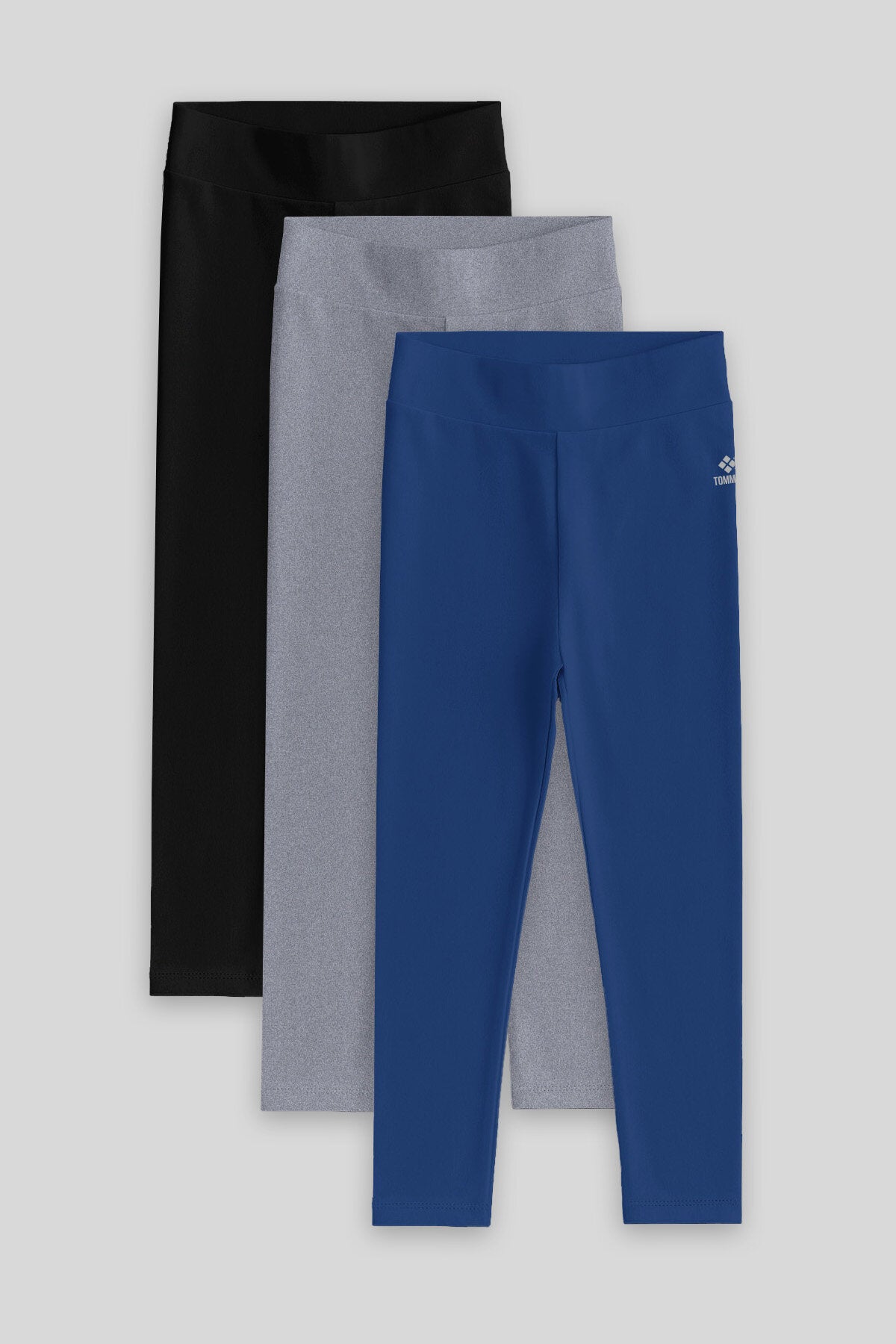 Standart Fit Basic 3'lü Paket Siyah-Gri-İndigo  Kız Çocuk Tayt - 75047