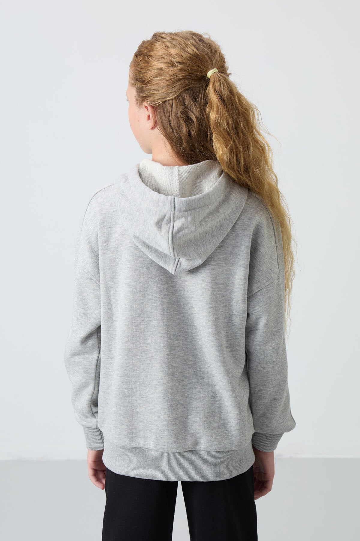 Fermuarlı Pamuklu 2'li Paket Siyah-Gri Melanj Kız Çocuk Sweatshirt - 75149