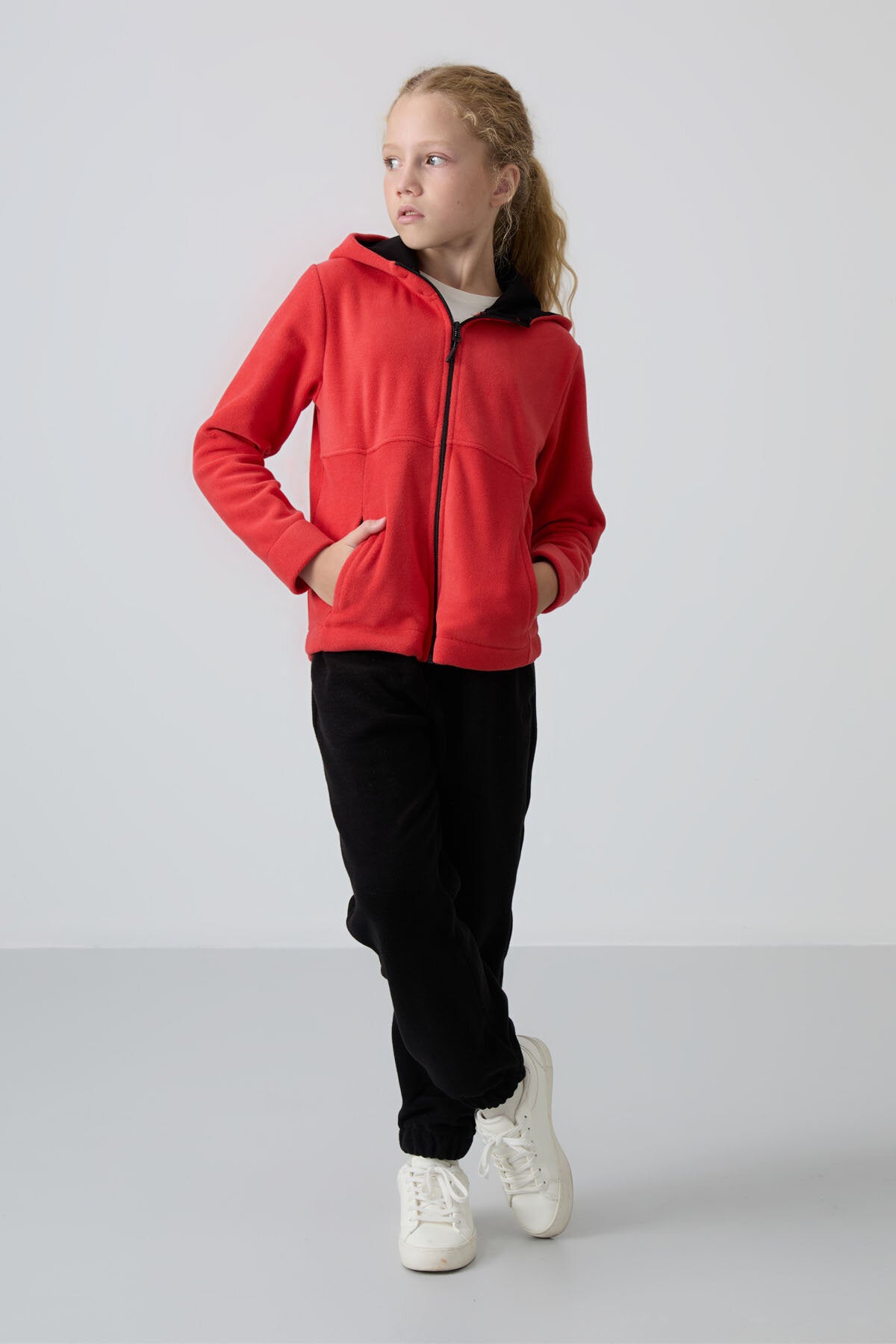 Standart Fit Kapüşonlu 2'li Paket İndigo-Fiesta Kız Çocuk Sweatshirt - 75152