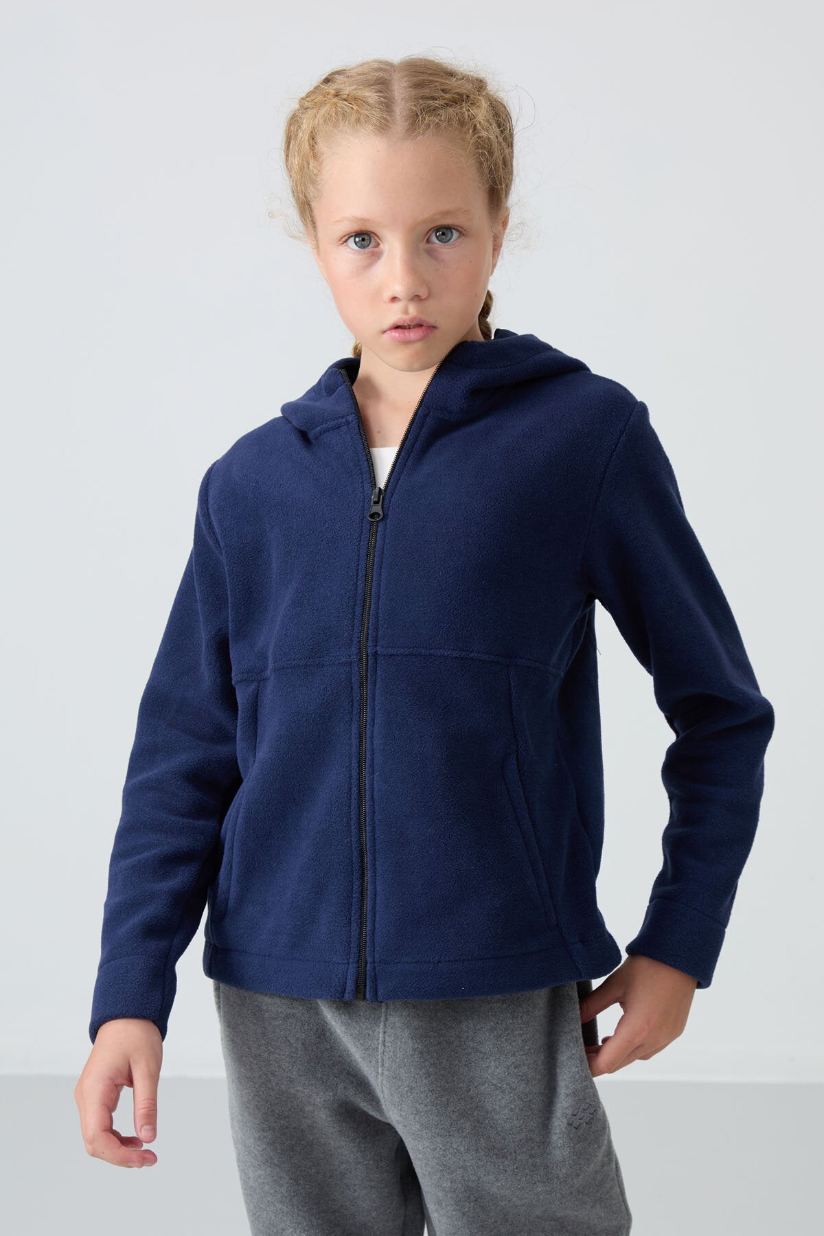 Standart Fit Kapüşonlu 2'li Paket İndigo-Fiesta Kız Çocuk Sweatshirt - 75152