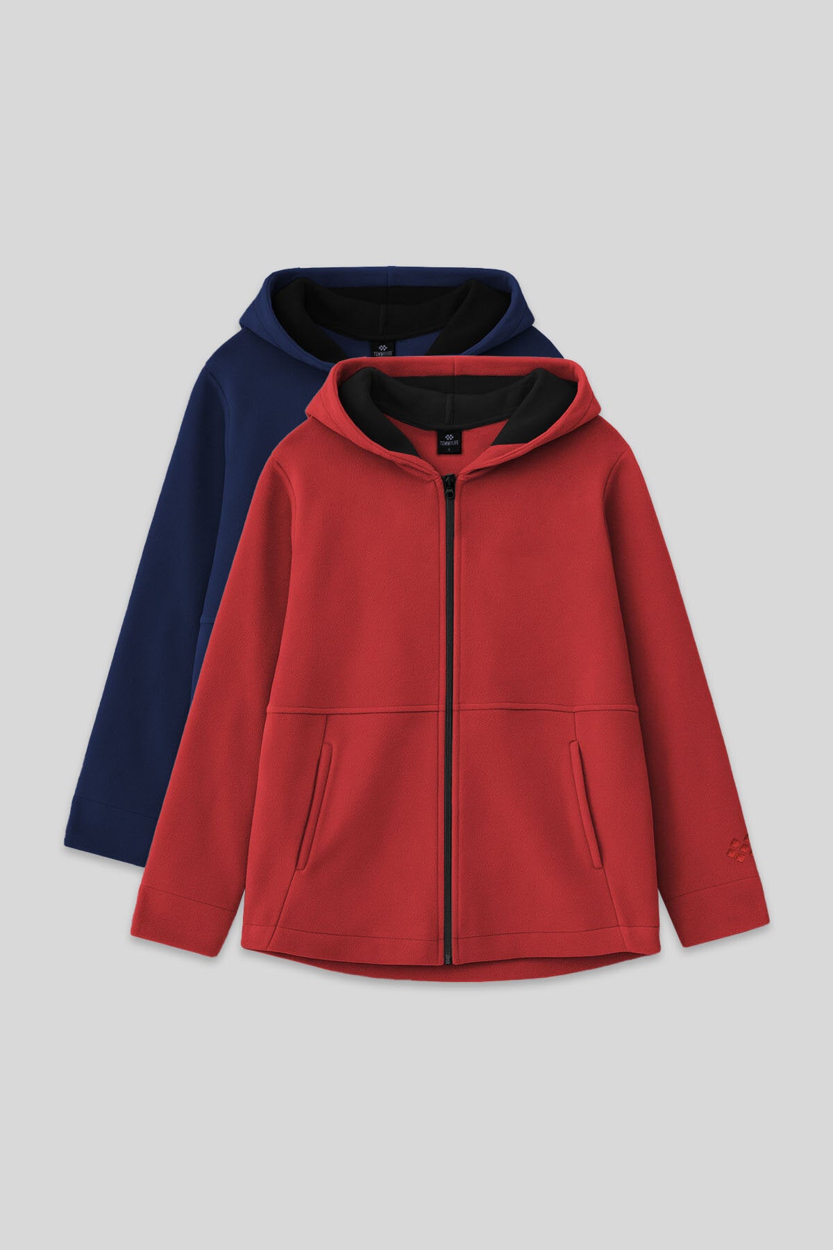 Standart Fit Kapüşonlu 2'li Paket İndigo-Fiesta Kız Çocuk Sweatshirt - 75152