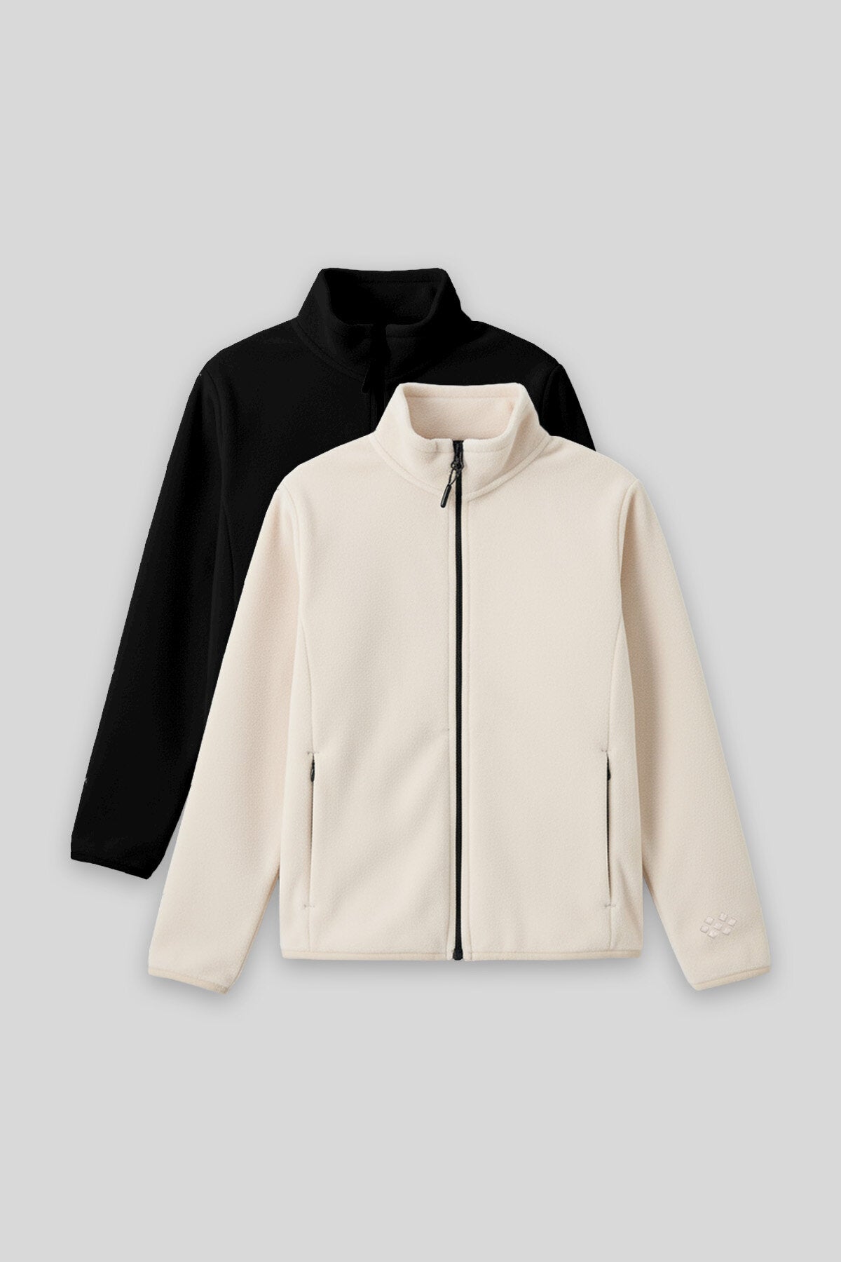 Standart Fit 2'li Paket Siyah-Bej Kız Çocuk Polar Sweatshirt - 75154