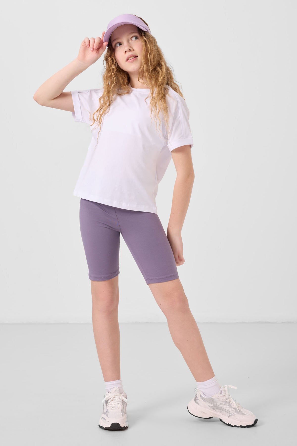 Standart Fit Basic 3'lü Paket Eflatun-Gül Kurusu-Koyu Gri  Kız Çocuk Tayt - 75188