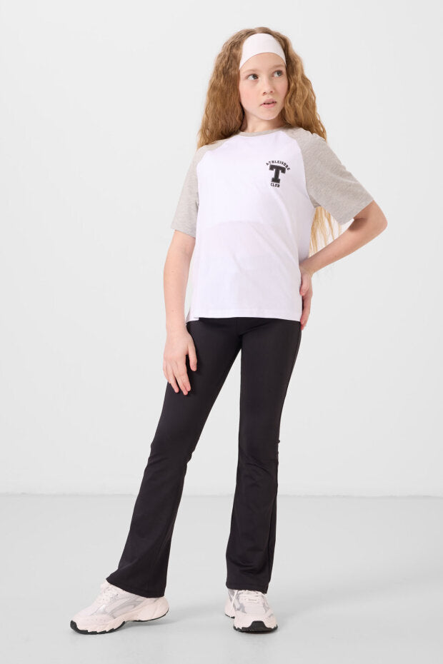 Esnek Performans İspanyol Paça 2'li Paket Siyah-Haki Kız Çocuk Tayt - 75193