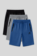 Standard Fit 3-Pack Black-Grey Melange-Parliament Boys Shorts - 81136