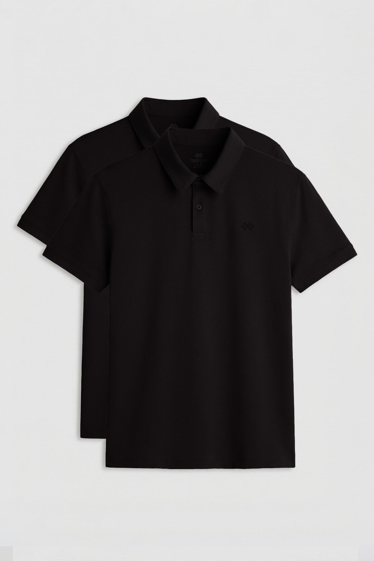 Standart Fit Basic Polo Yaka 2'li Paket Siyah Erkek T-Shirt - 87748