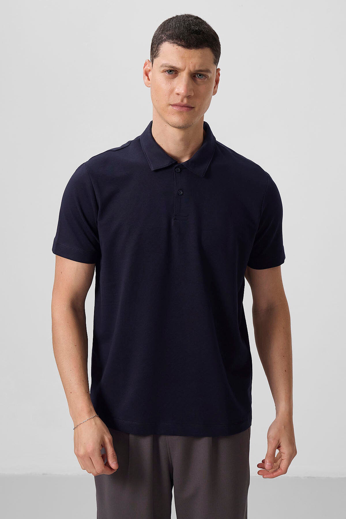 Standart Fit Basic Polo Yaka 3'lü Paket Siyah-Beyaz-Lacivert Erkek T-Shirt  87768