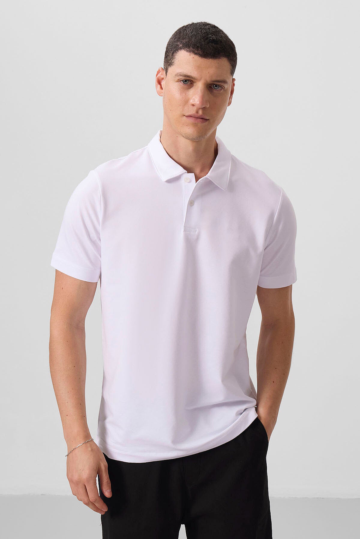 Standart Fit Basic Polo Yaka 3'lü Paket Siyah-Beyaz-Lacivert Erkek T-Shirt  87768