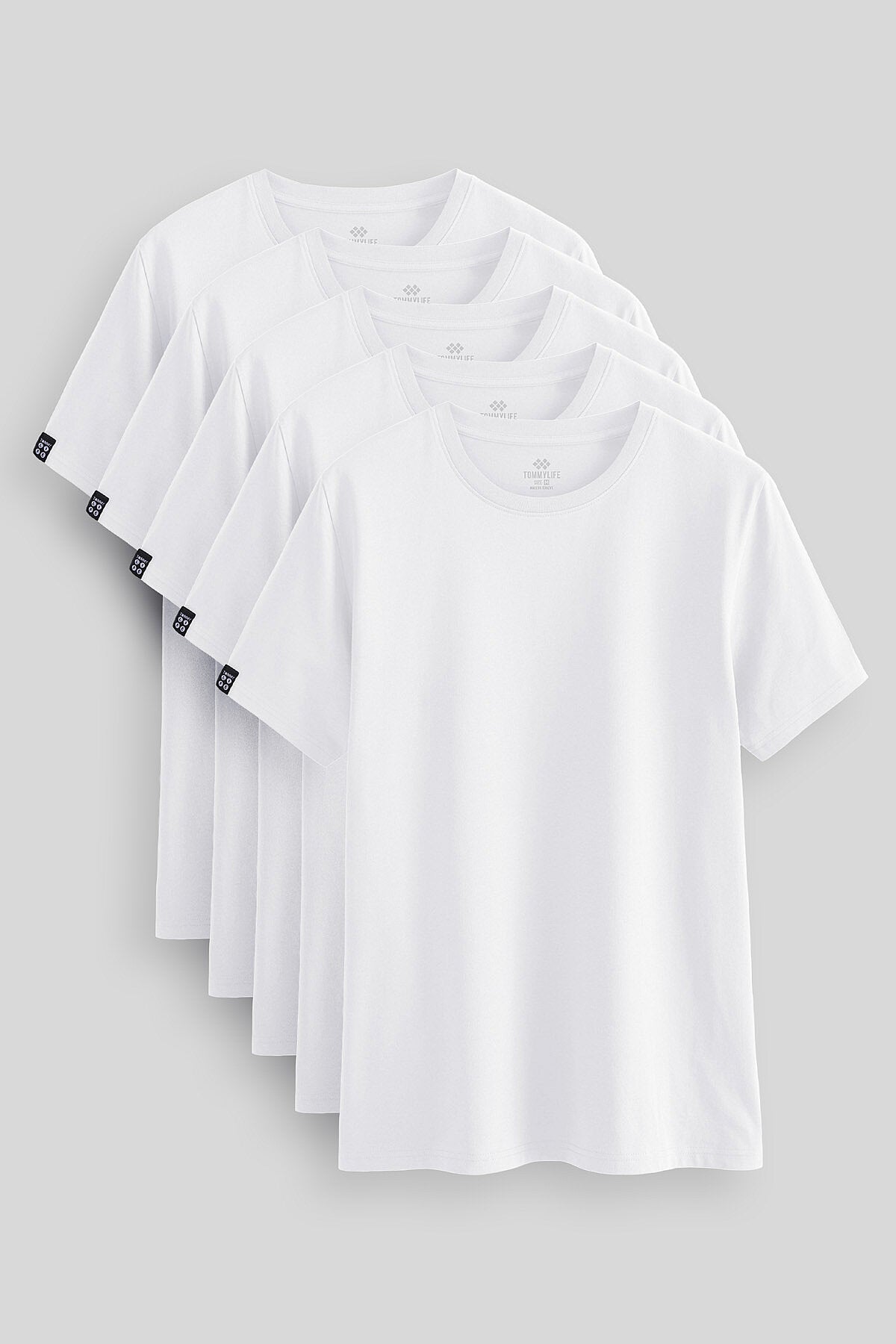 Standart Fit Basic O Yaka  5'li Paket Beyaz Erkek T-Shirt  87911
