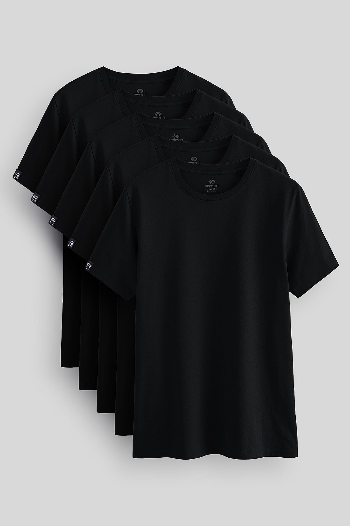 Standart Fit Basic O Yaka  5'li Paket Siyah Erkek T-Shirt  87911