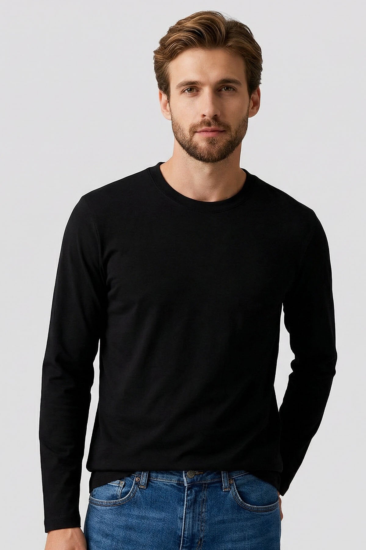 Standart Fit Basic O Yaka  3'lü Paket Siyah-Beyaz-Lacivert Erkek T-Shirt  87997
