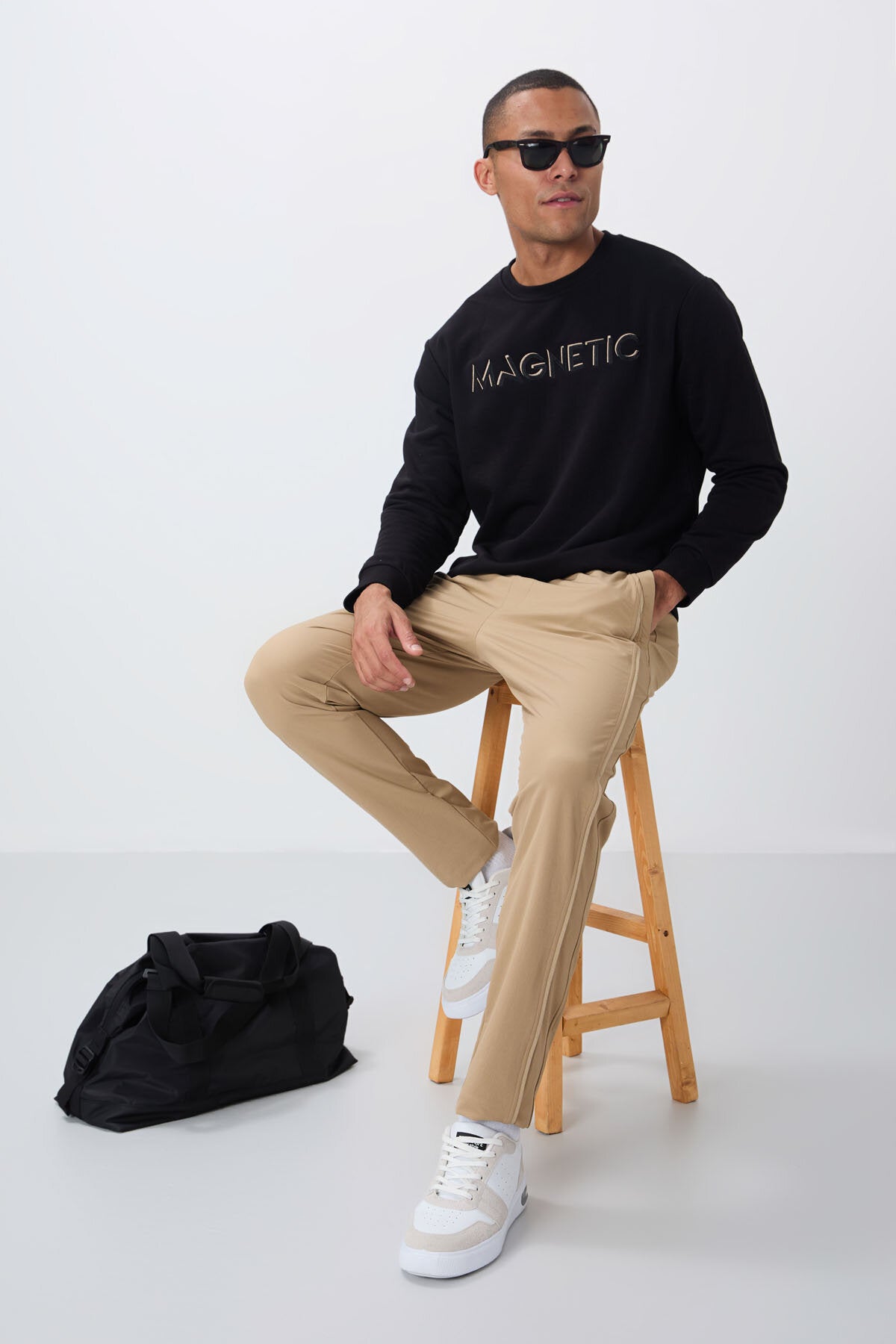Rahat Form O Yaka 2'li Paket Siyah-Camel Erkek Sweatshirt - 88020