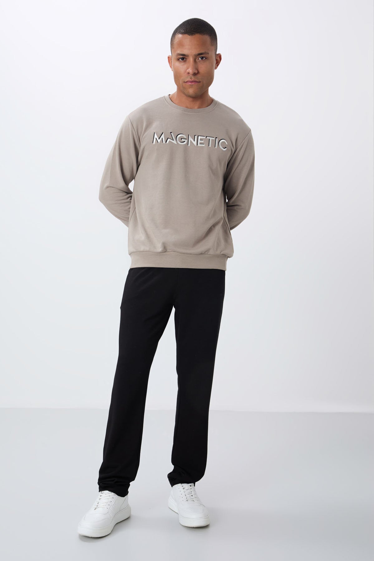 Rahat Form O Yaka 2'li Paket Siyah-Camel Erkek Sweatshirt - 88020