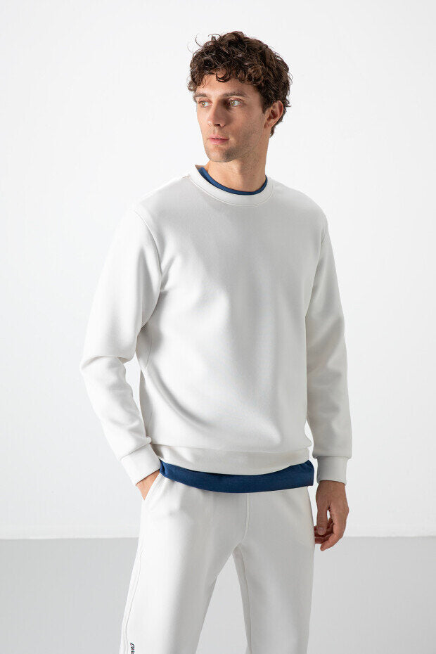 Rahat Form Basic O Yaka 2'li Paket Ekru-Parlament Erkek Sweatshirt - 88053