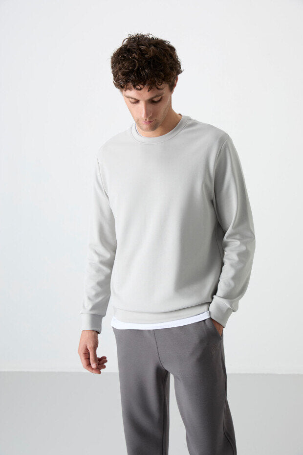 Rahat Form Basic O Yaka 2'li Paket Koyu Gri-Taş Erkek Sweatshirt - 88053