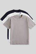 Basic O Yaka Büyük Beden  3'lü Paket Beyaz-Lacivert-Koyu Bej Erkek T-Shirt  88072