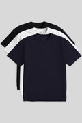 Basic O Yaka Büyük Beden  3'lü Paket Siyah-Beyaz-Lacivert  Erkek T-Shirt  88072