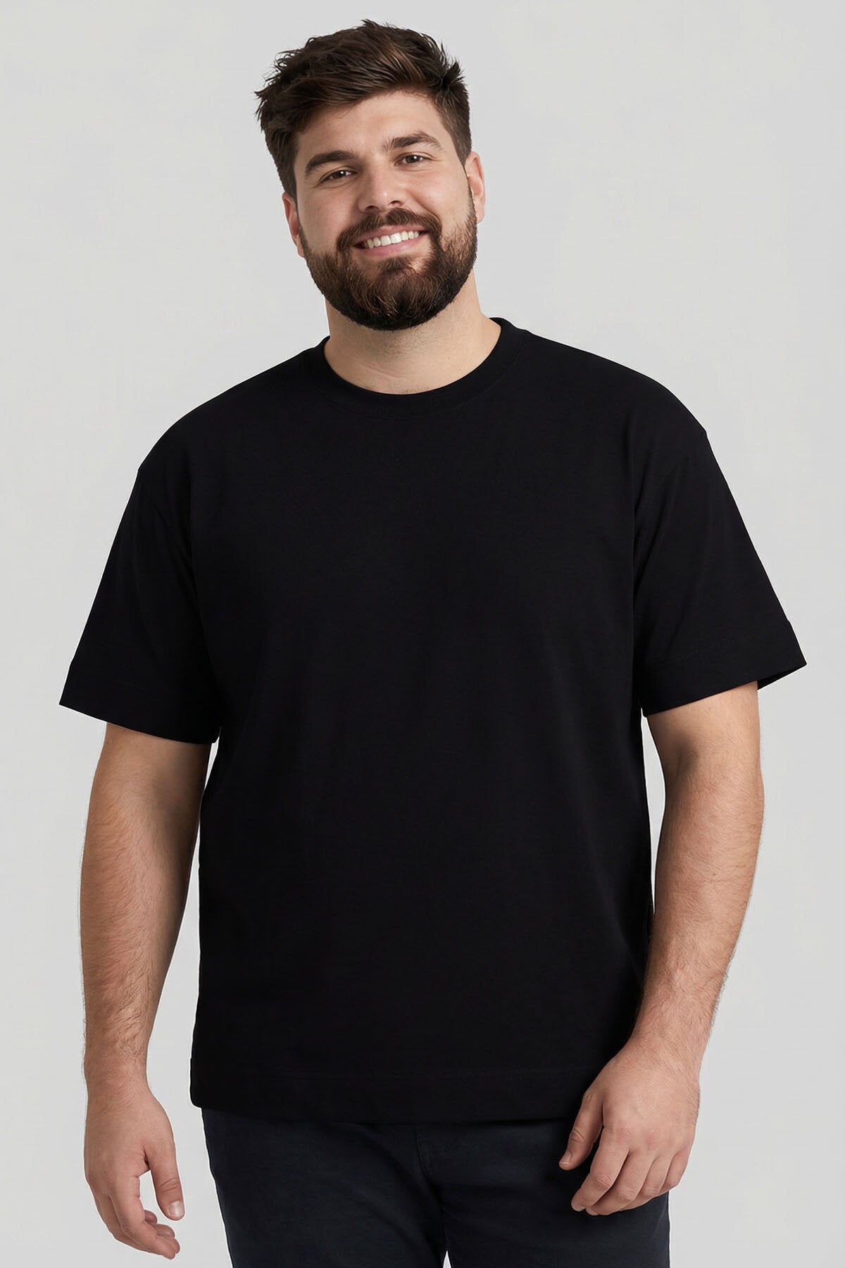 Basic O Yaka Büyük Beden  3'lü Paket Siyah Erkek T-Shirt  88072