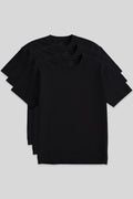 Basic Crew Neck Plus Size 3-Pack Black Men's T-Shirt - 88072