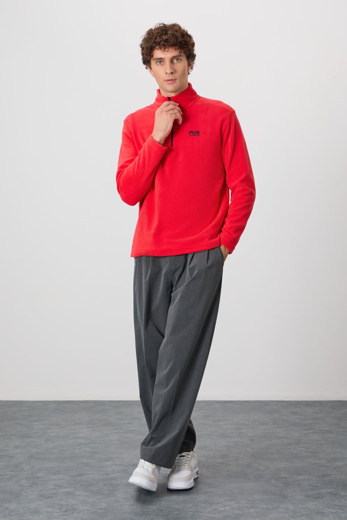 Standart Kalıp Dik Yaka 2'li Paket Lacivert-Fiesta Erkek Polar Sweatshirt - 88310