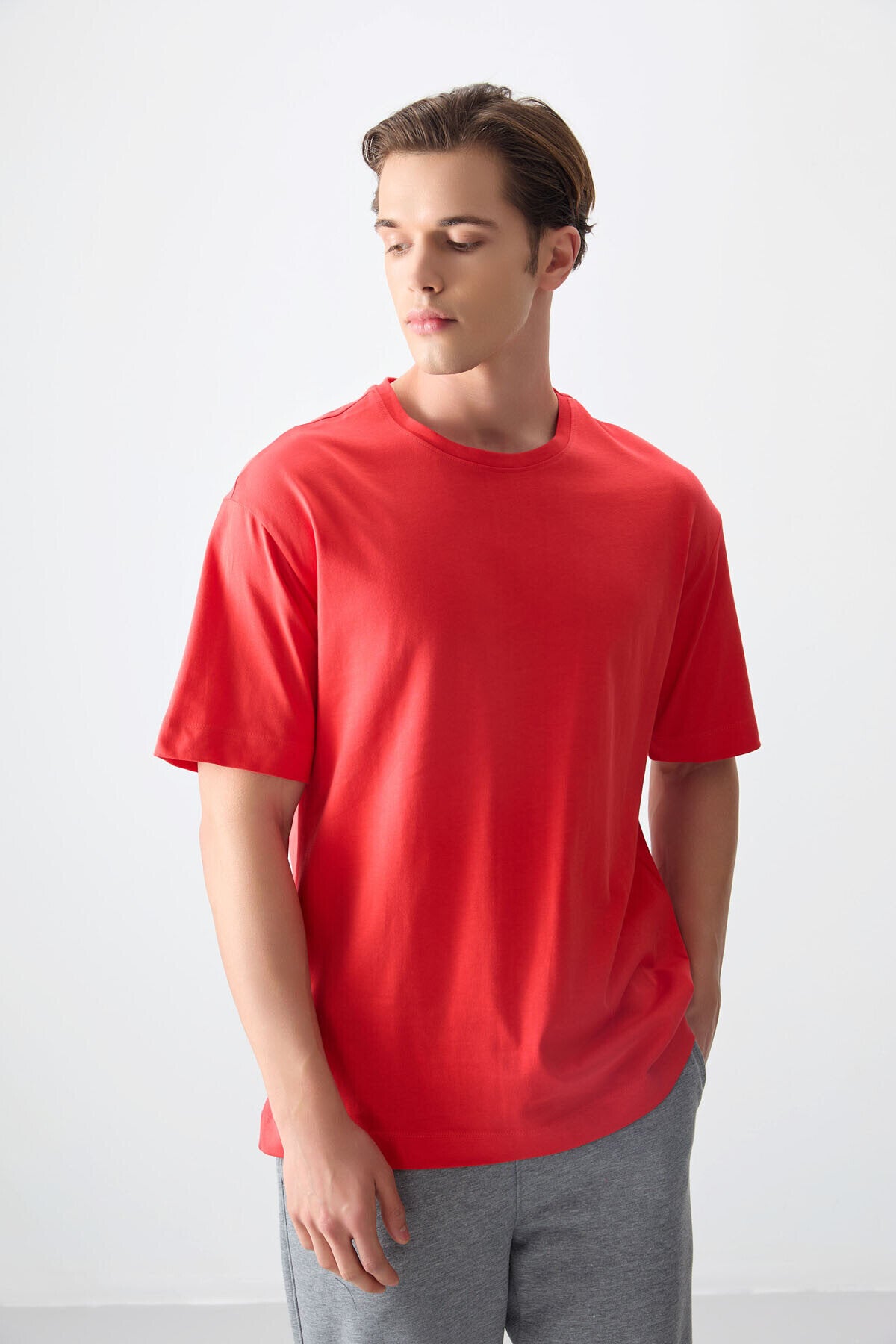 Oversize Fit Basic 2'li Paket Lacivert-Fiesta Erkek T-Shirt - 88353