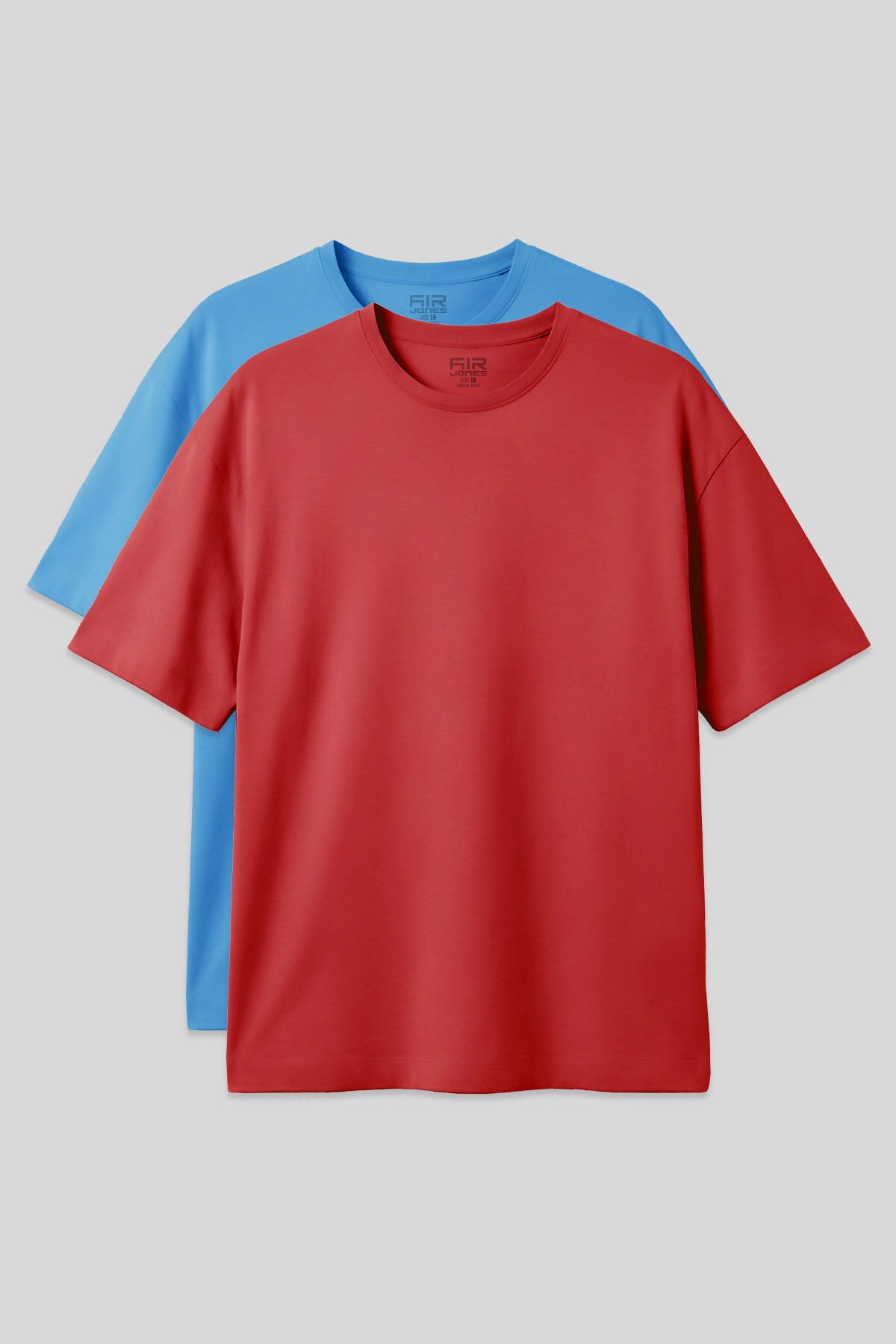 Basic Oversize O Yaka 2'li Paket Fiesta-Petrol Mavi Erkek T-Shirt - 88377