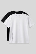 Printed Relaxed Fit 2-Pack Black-White Plus Size Men's T-Shirt - 88472