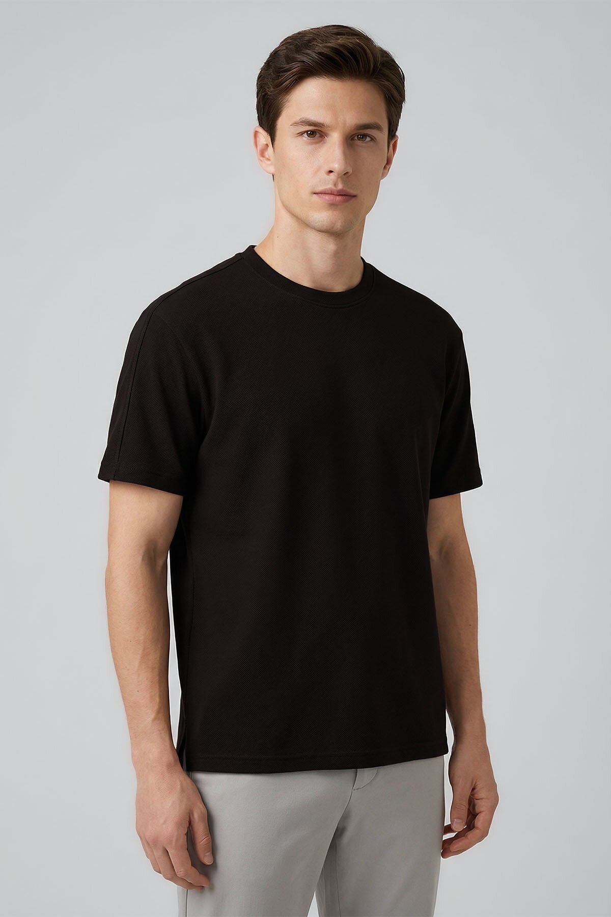 Rahat Form O Yaka 2'li Paket Bej-Kahverengi Erkek T-Shirt - 88495