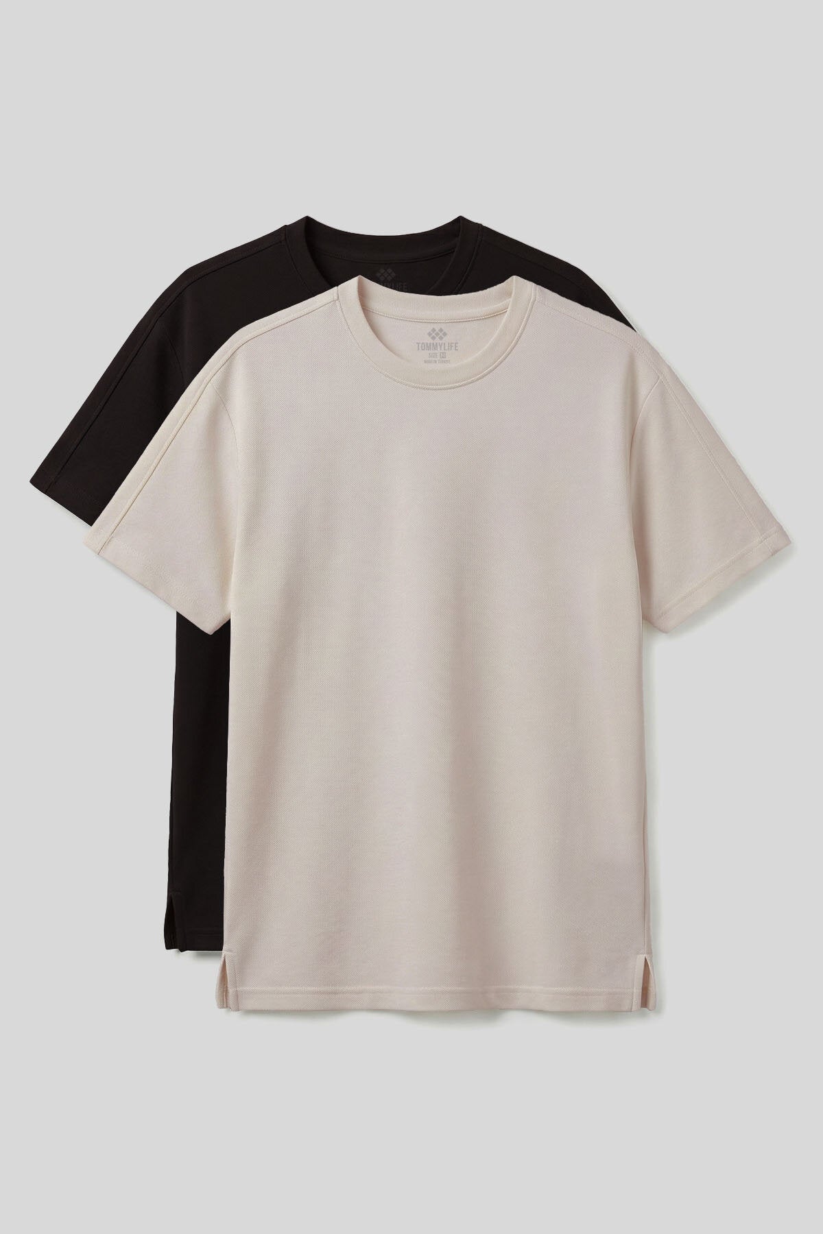 Rahat Form O Yaka 2'li Paket Bej-Kahverengi Erkek T-Shirt - 88495