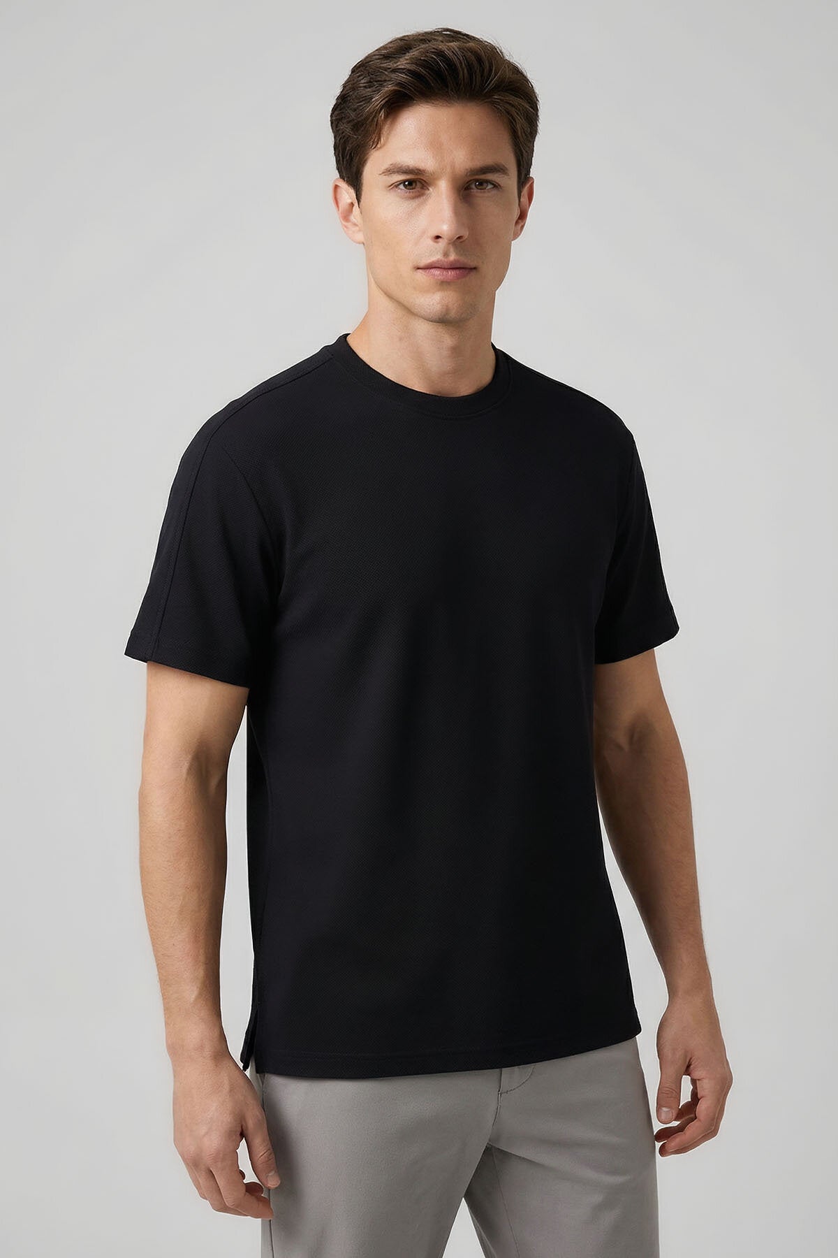 Rahat Form O Yaka 2'li Paket Siyah-Haki Erkek T-Shirt - 88495