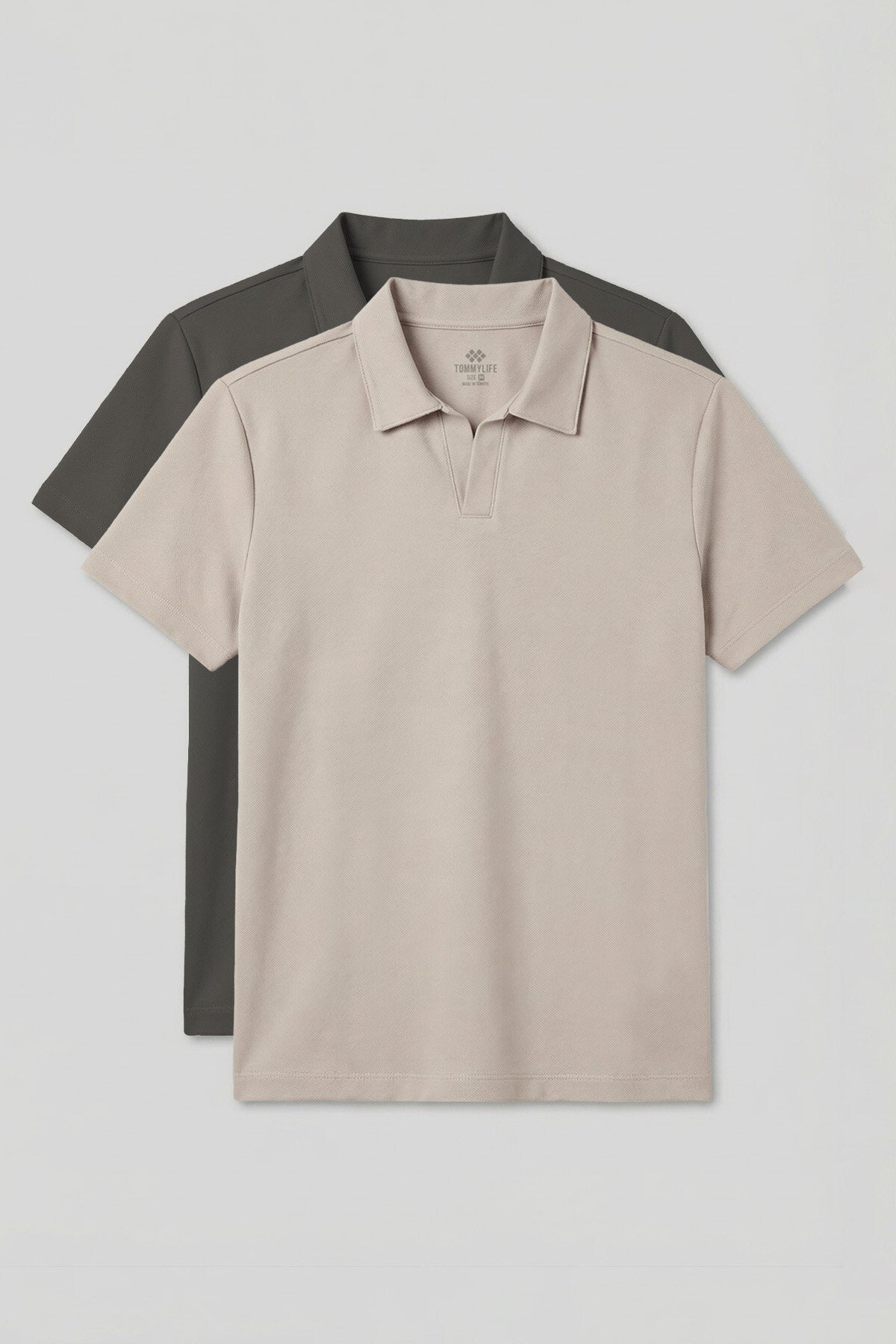 Rahat Form Polo Yaka 2'li Paket Haki-Bej Erkek T-Shirt - 88496