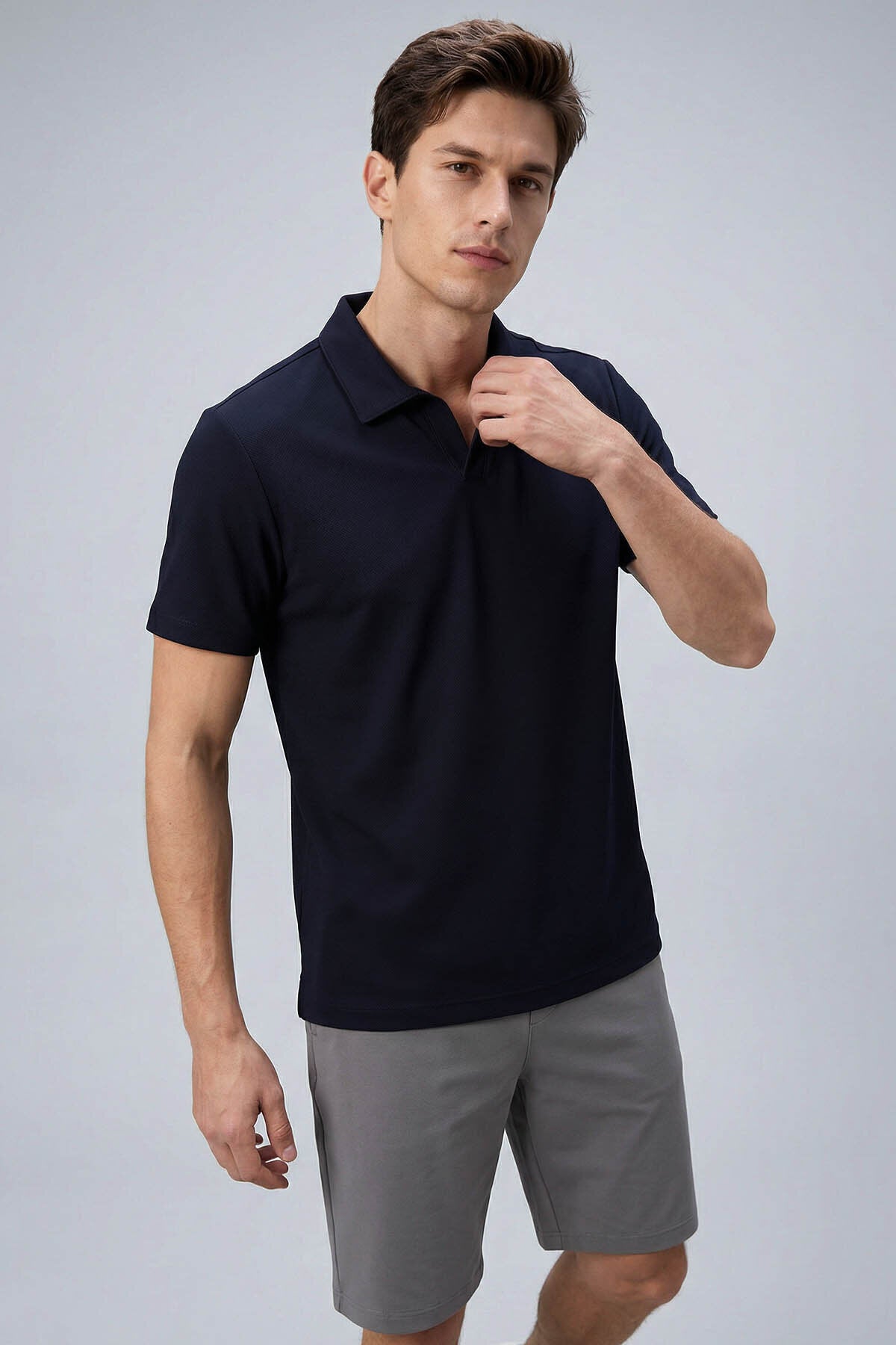 Rahat Form Polo Yaka 3'lü Paket Siyah-Haki-Lacivert Erkek T-Shirt - 88496