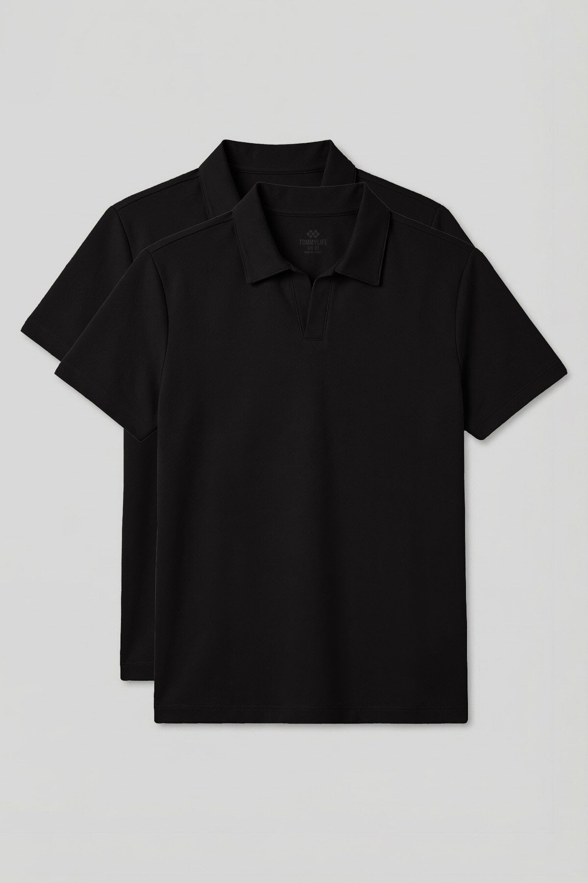 Rahat Form Polo Yaka 2'li Paket Siyah Erkek T-Shirt - 88496