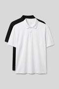 Polo Collar Plus Size 2-Pack Black-White Men's T-Shirt - 88511