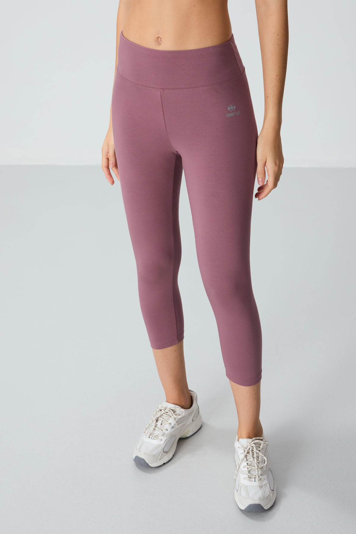 Slim Fit 3'lü Paket İndigo-Gül Kurusu-Kahverengi Kadın Kapri Tayt - 93097