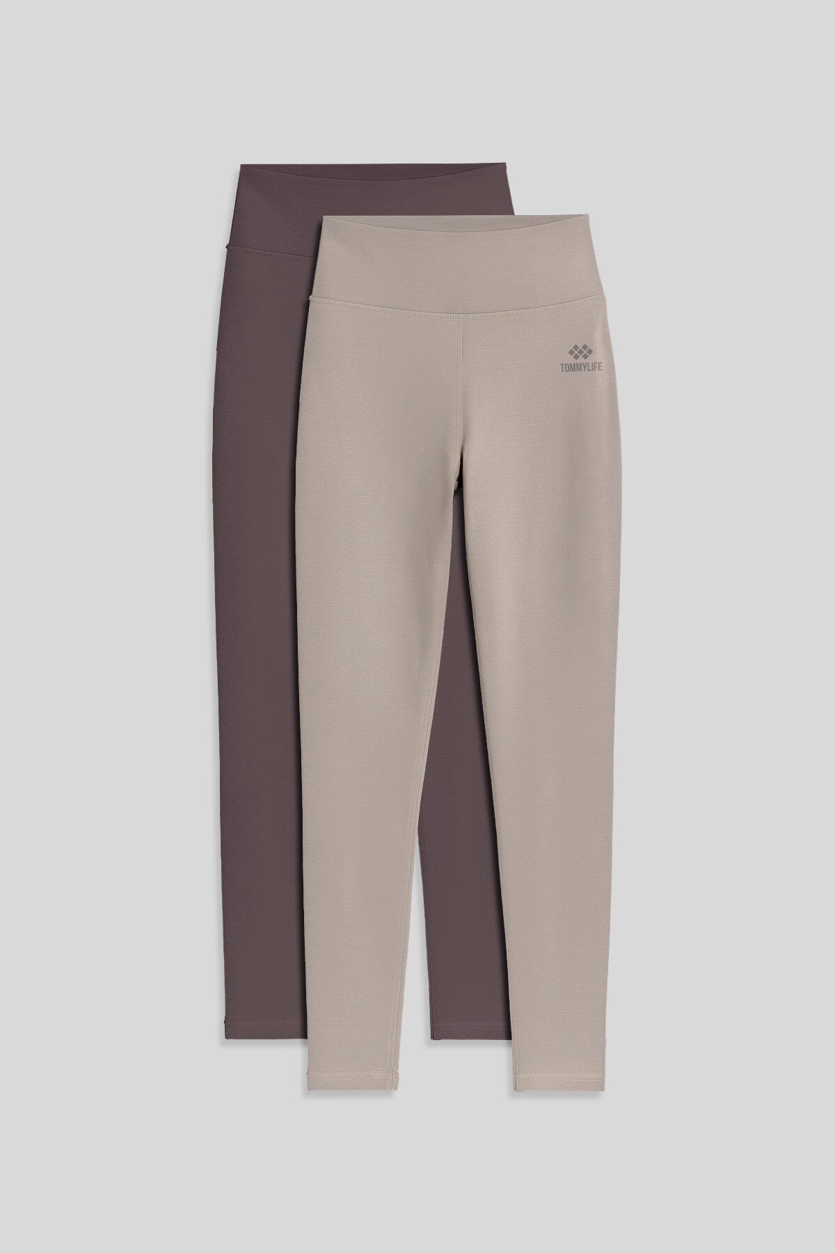 Slim Fit 2'li Paket Kahverengi-Koyu Bej Kadın Tayt - 94011